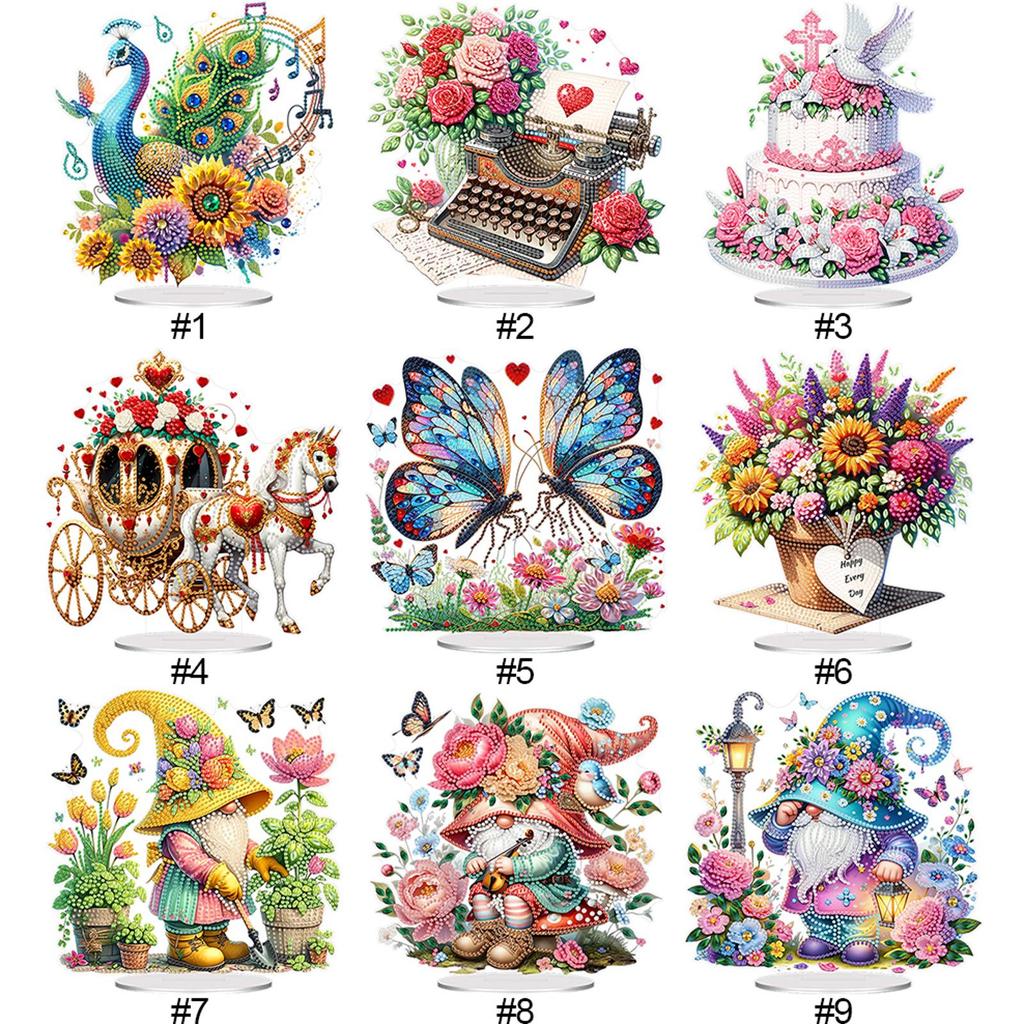Acrylic 2D Flat DIY 5D DIY Diamond Art Tabletop Decorations Diamond Painting Desktop Decorations for Home Office Desktop Decor