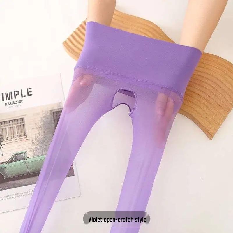 Aurora Seidig Glatte Ultra-Dünne High-Waist Schwarze Strumpfhose mit Glänzendem Öligem Schimmer