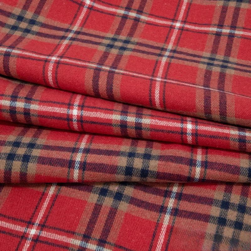 100x145cm Cotton Autumn/winter Cartoon Floral Tweed Flannel Plaid Shirt Fabric Fine Frosted Soft Cloth Yarn-dyed Garment Fabric