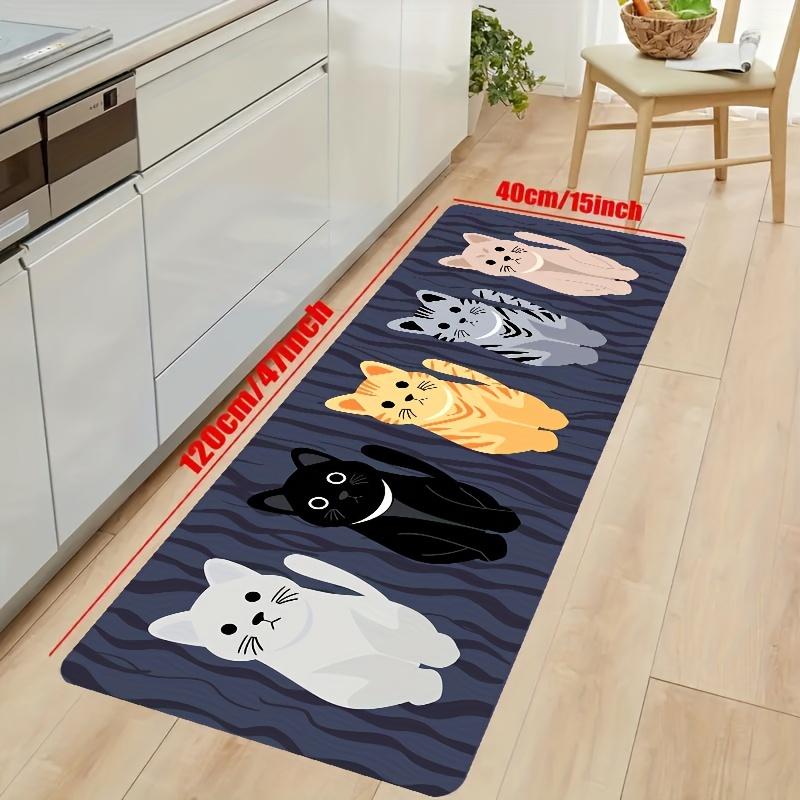 1Pcs Anti Fatigue Kitchen Rugs Cute Cat Waterproof Non-Slip Thick Cushioned Kitchen Mat Heavy Duty Comfort Standing Mat for Kitchen