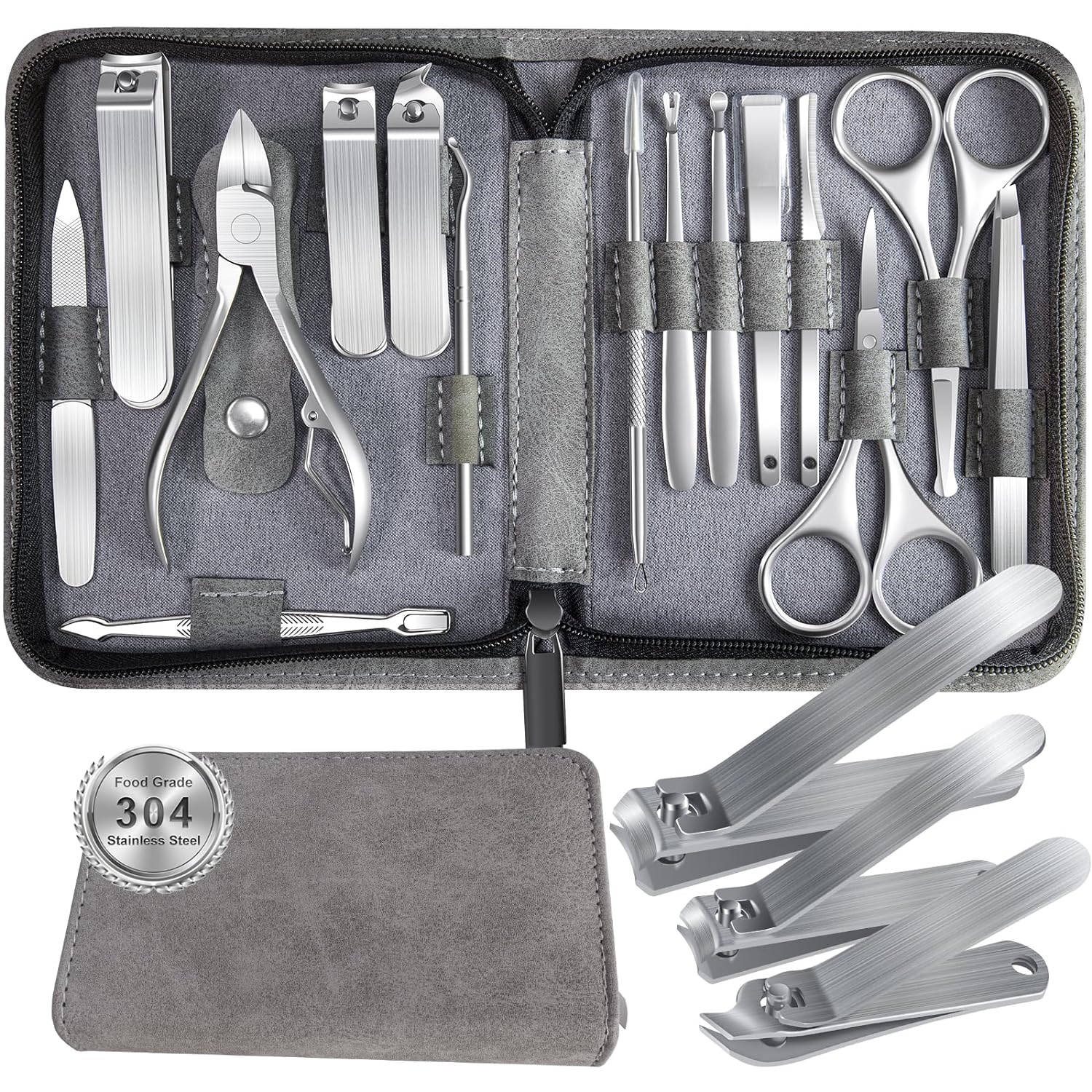 

15 шт. кусачки для ногтей из нержавеющей стали, резак, триммер, ушной пинцет, набор для ухода за ногтями, маникюрные ножницы, педикюр, пинцет, набор инструментов для ногтей с бла