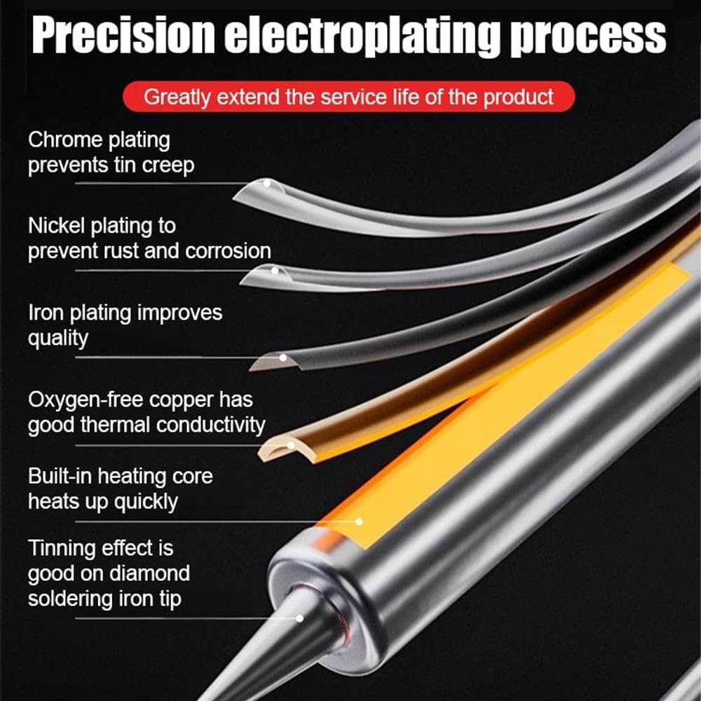 Internally Heated Industrial Laser Welding Tools, 60W Up to 480℃ Temperature One-Handed External Heating Soldering Gun, Multi-Function Soldering