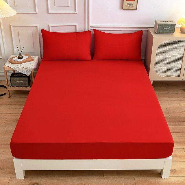 Solid Color Fitted Sheet Single And Double Bed Sheet Simple High -Grade Bed Sheets Soft Mattress Cover Sheet Protector