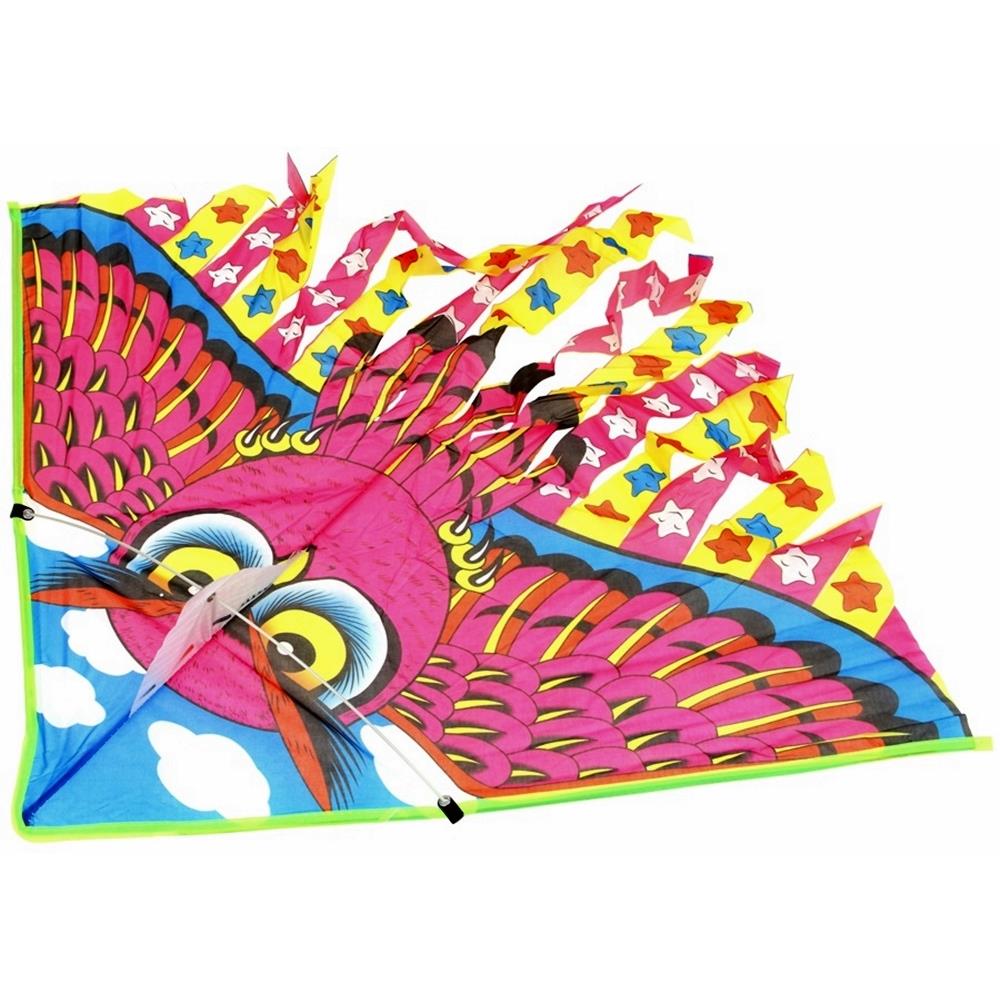 Kite for Children with a Handle for Playing in the Garden in the Wind Owl 95 cm