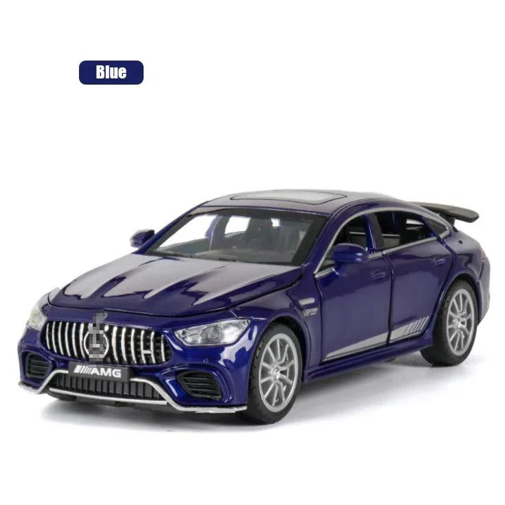 

1:32 Benz AMG GT63 sports car Diecast Metal Alloy Model car Sound Light Pull Back Collection Kids Toy Gifts синий