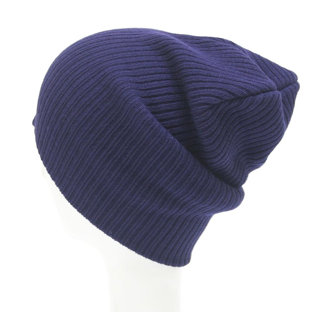 Men/Women Knitted Cap Simple Solid Color Warm Woolen Beanie Hat