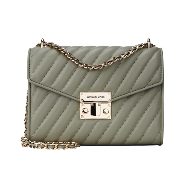 MICHAEL KORS Rose chain flip commuter quilted retro style leather shoulder bag women s matcha green зелёный