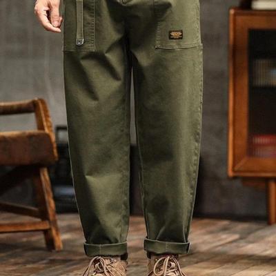 Casual Fashion Trendy Brand Work Pants Men's Thin Retro New Loose Straight Trousers