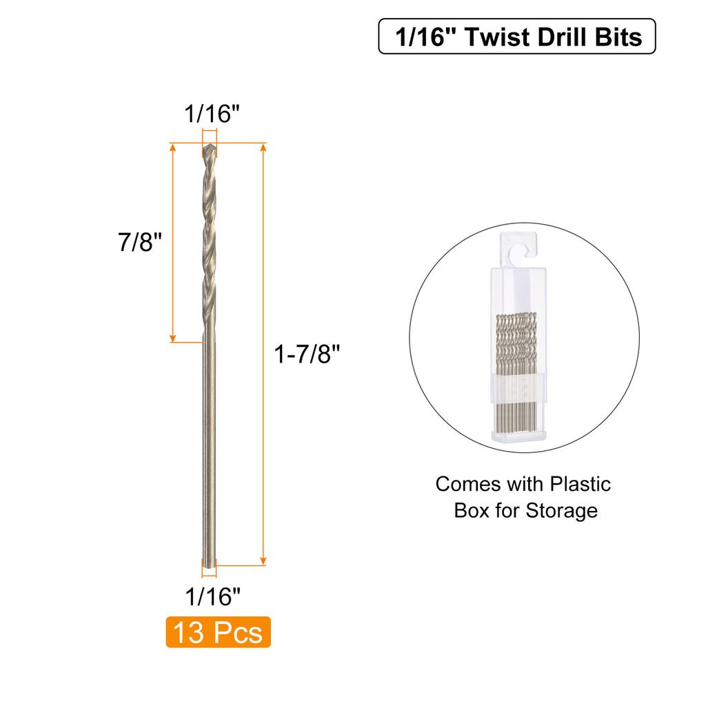 13pcs 17/64" 1/16" 7/32" 15/64" Twist Drill Bits M35 Cobalt High-Speed Steel Drill Bit for Metal Stainless Steel Drilling Tool