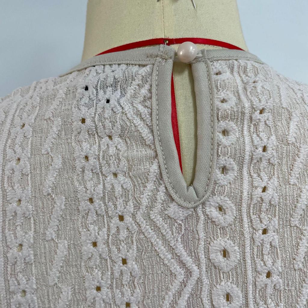 Kvinner Vår Sommer Elegant Blonder Patchwork O-Hals Hul Topp Ensfarget Heklet Camisole Topp Pullover Skjorte S-XL