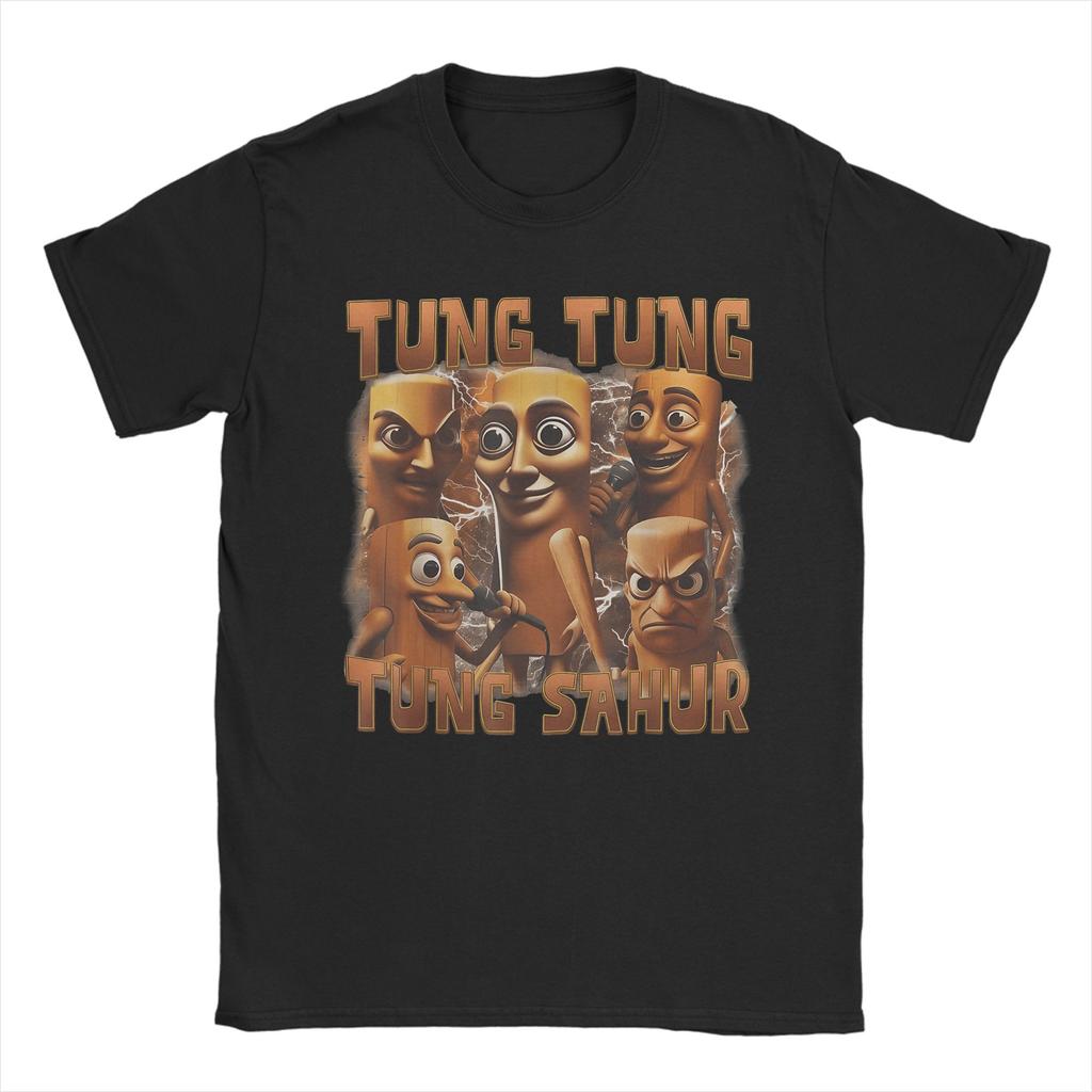 Women Men Humor Tung Tung Tung Sahur Funny Meme Italian TShirts for Men  Awesome 100 Cotton Tee Shirt Short Sleeve T Shirt