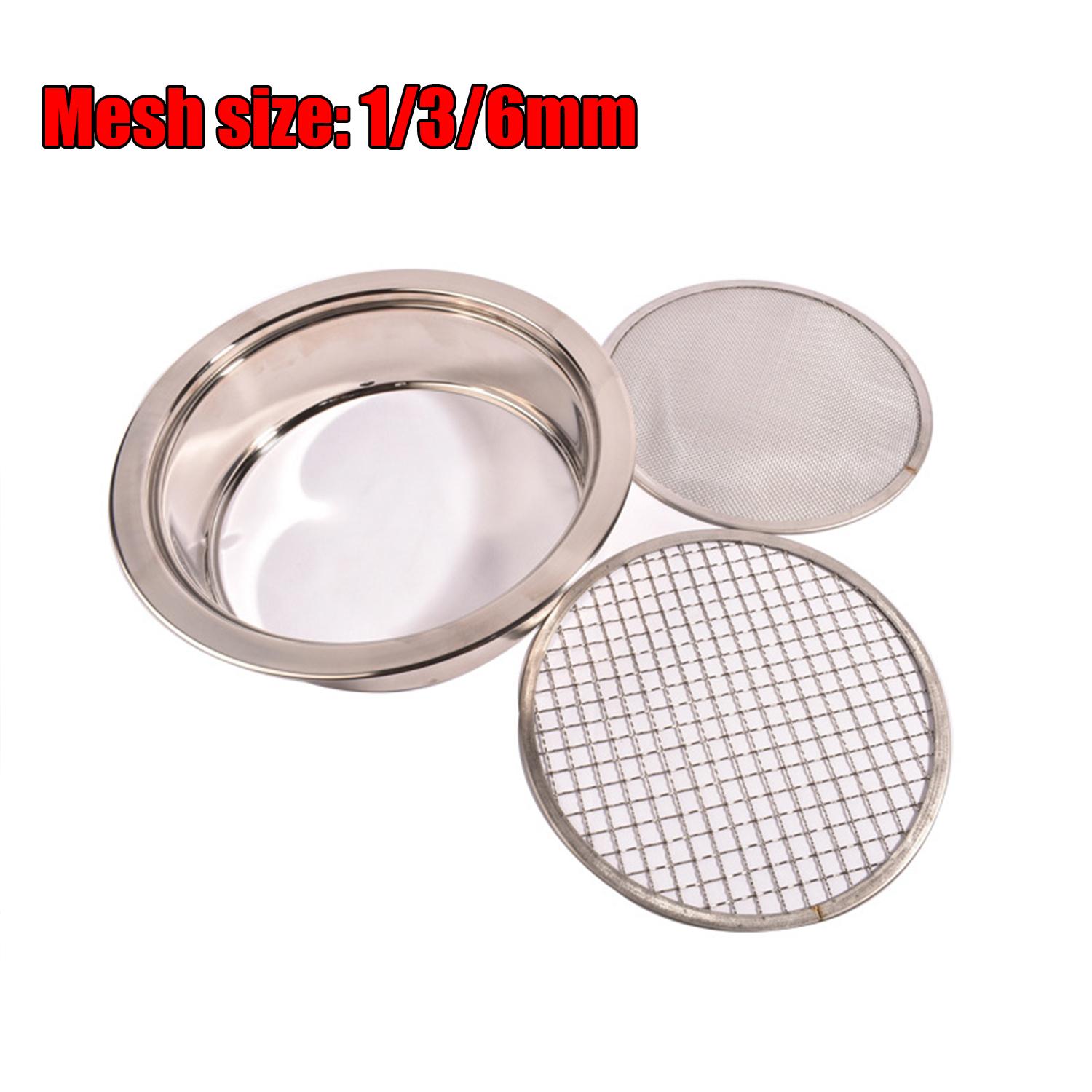 

Gardening Soil Sieve 1/3/6/9/12mm Mesh Hole Stainless Steel Screen Sifter for Compost Sand Bonsai Potting Soil Filtering Remove