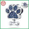 925 Silver Dog Footprints Charms Pendant with Cubic Zirconia Fit DIY Bracelet Necklace Gift for Her Colgante Plata