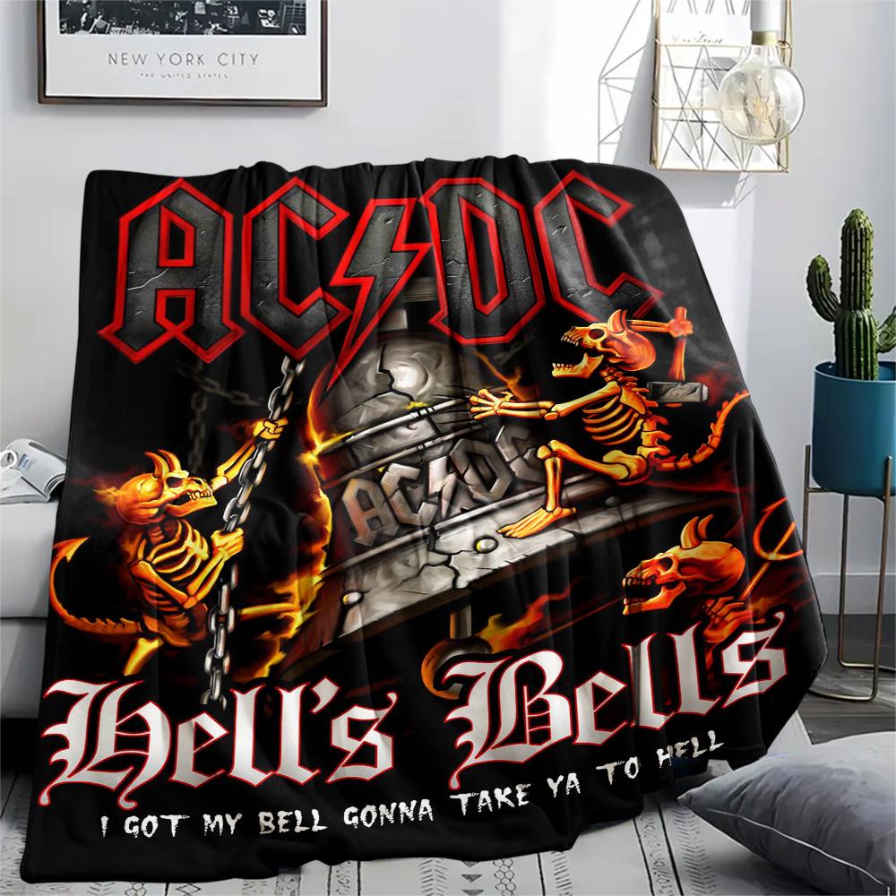 1Pc Ac-dc Music Band Print Flannel Blanket, High quality Comfortable for All Seasons, Home Decor, Warmth and Comfort, Perfect for Christmas Gifts