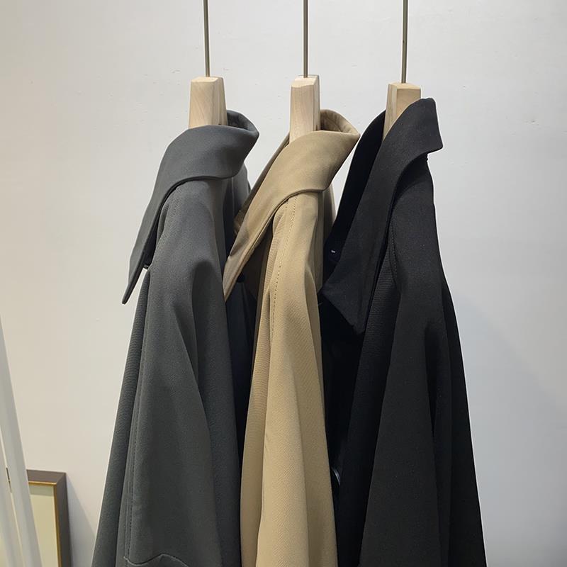 Petite Korean Style Autumn Workwear Jacket - Women's Loose Casual Mid-Length Trench Coat
