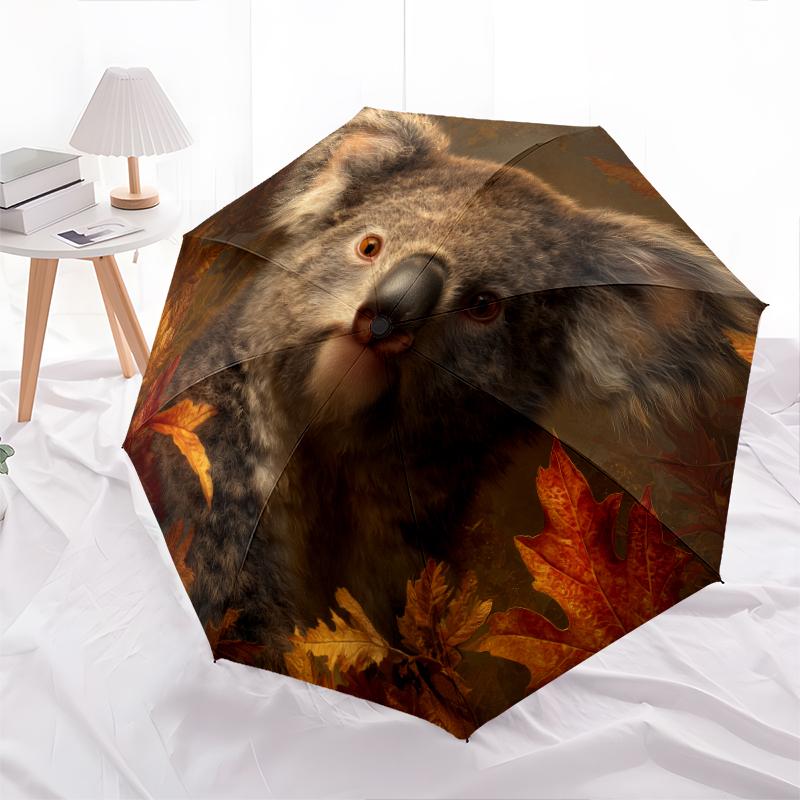 Fantasia koala, ombrello pieghevole automatico, design portatile e pieghevole, 8 stecche, un regalo di Natale o di compleanno.