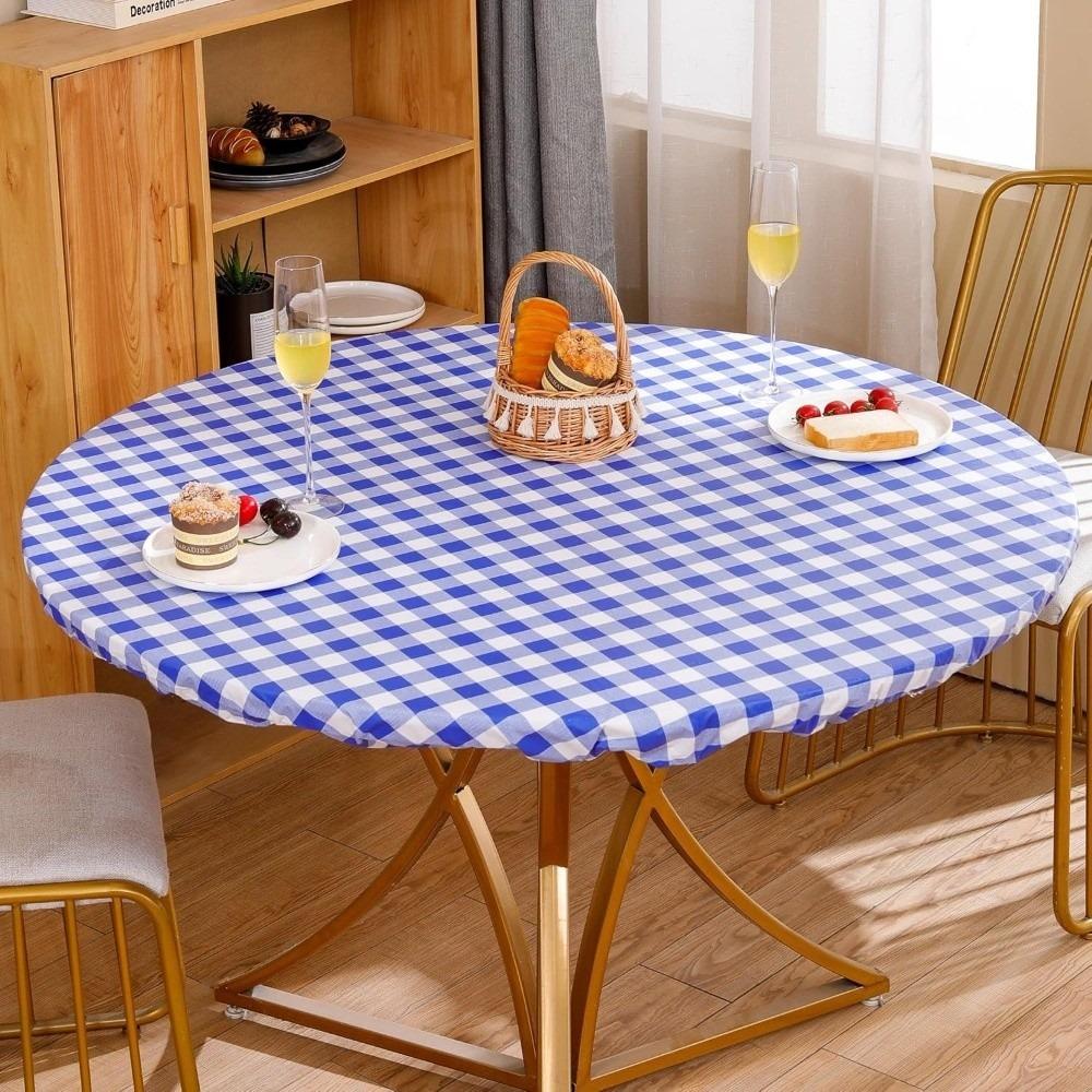 40-44 In PVC Tablecloths Wood Grain Elastic Waterproof Table Covers Oil Proof Dirt Resistant Small Round Tablecloth Thanksgiving