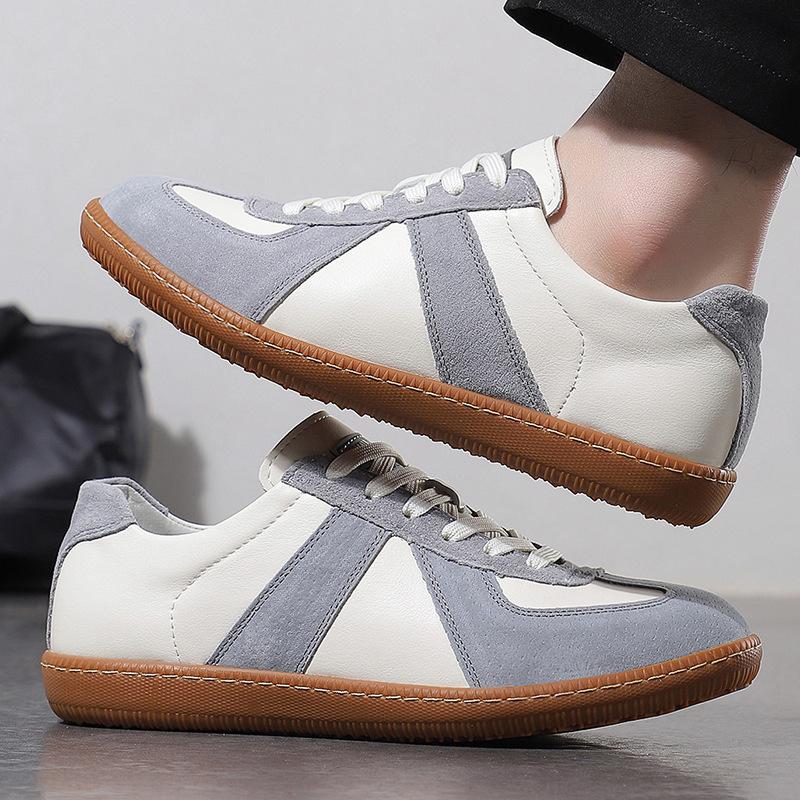 Leather men's shoes spring new men's pigskin casual shoes board shoes versatile breathable trend non-slip breathable white shoes