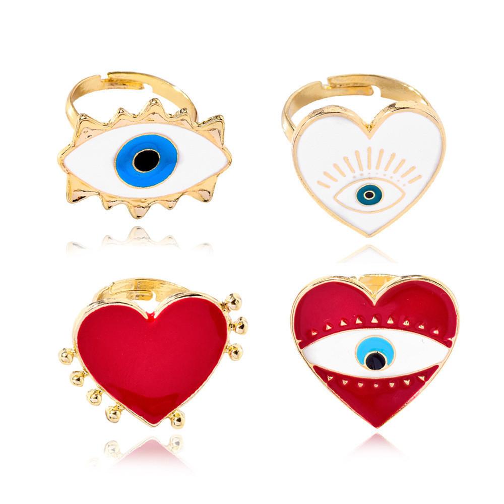 Artistic Eye Heart Ring For Women Alloy Material Ideal For Special Occasions