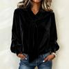 Women's Velvet Hoodie with Ribbon - Color Casual Long Sleeve Pullover for Everyday Wear