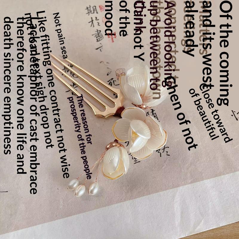 1Pcs Cool Jade Orchid Flower Hairpin For Women Chinese Style Flower Hair Stick Handmade Jewelry Hair Accessory Hanfu Hair Comb