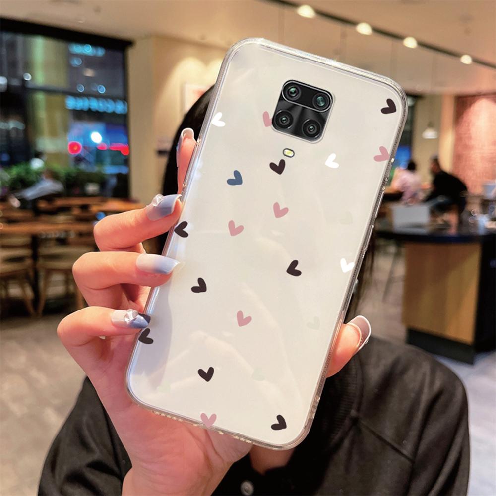Love Heart Transparent Phone Case For Xiaomi Redmi Note 8 9 9S Pro Max 8T 9A 9C 9T Clear Non-Yellowing Shockproof Women Cover