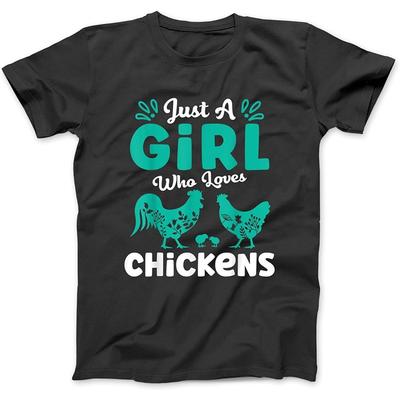 Just A Girl Who Loves Chickens Chicken Shirt Women Kids Cute T-Shirt Sweatshirt Hoodie Tanktop for Men Women Kids Black