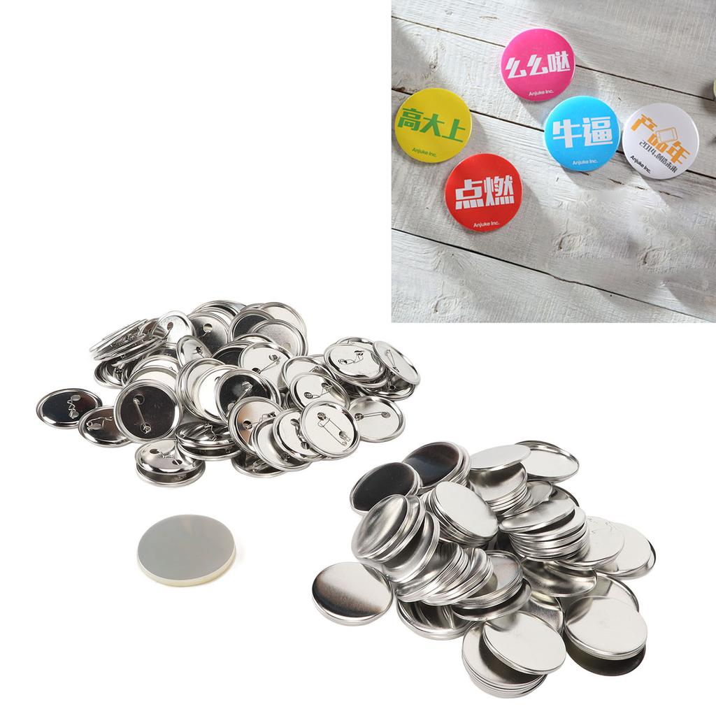 100 Set Pin Back Button Parts Blank Smoothing Metal Durable Clip Button Making Supplies for Badge Cr
