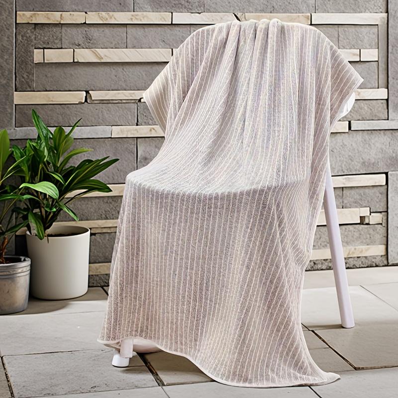 Extra Large Bath Towels 105x200cm - Super Absorbent Quick-Dry Microfiber with Contemporary Striped Design for Spa, Gym, Bathroom, Beach & Travel