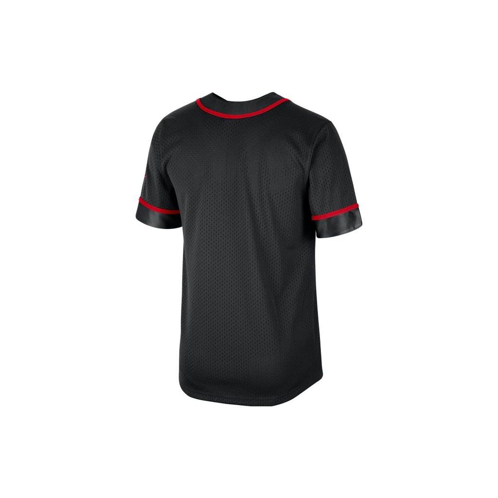 Nike Dri-Fit NBA Chicago Bulls Striped Print V-Neck Short Sleeve T-Shirt Men Tops Black University-Red White DR2405-010