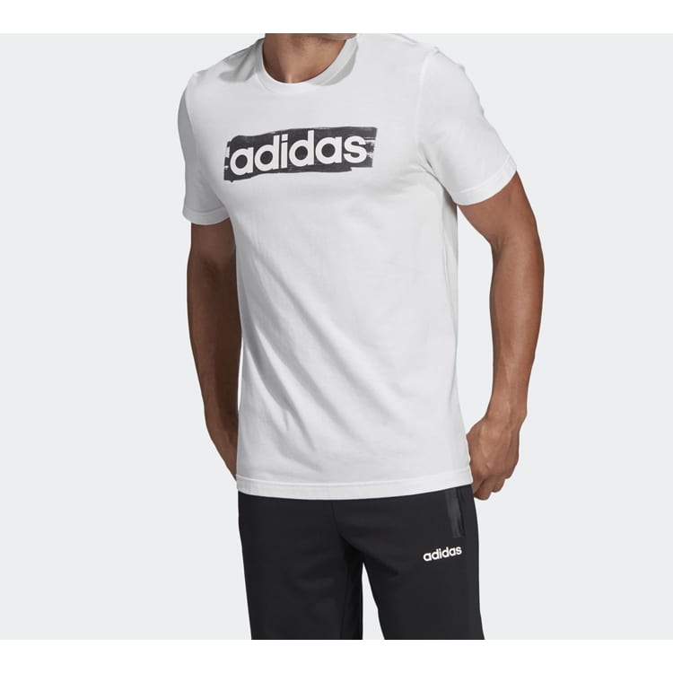Adidas T Shirts Men's White Crew Neck Moderate Straight Fit DV3050