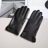 Men's Touchscreen Lambskin Leather Gloves: Warm, Fleece-Lined, Cold-Proof for Autumn & Winter Driving/Riding