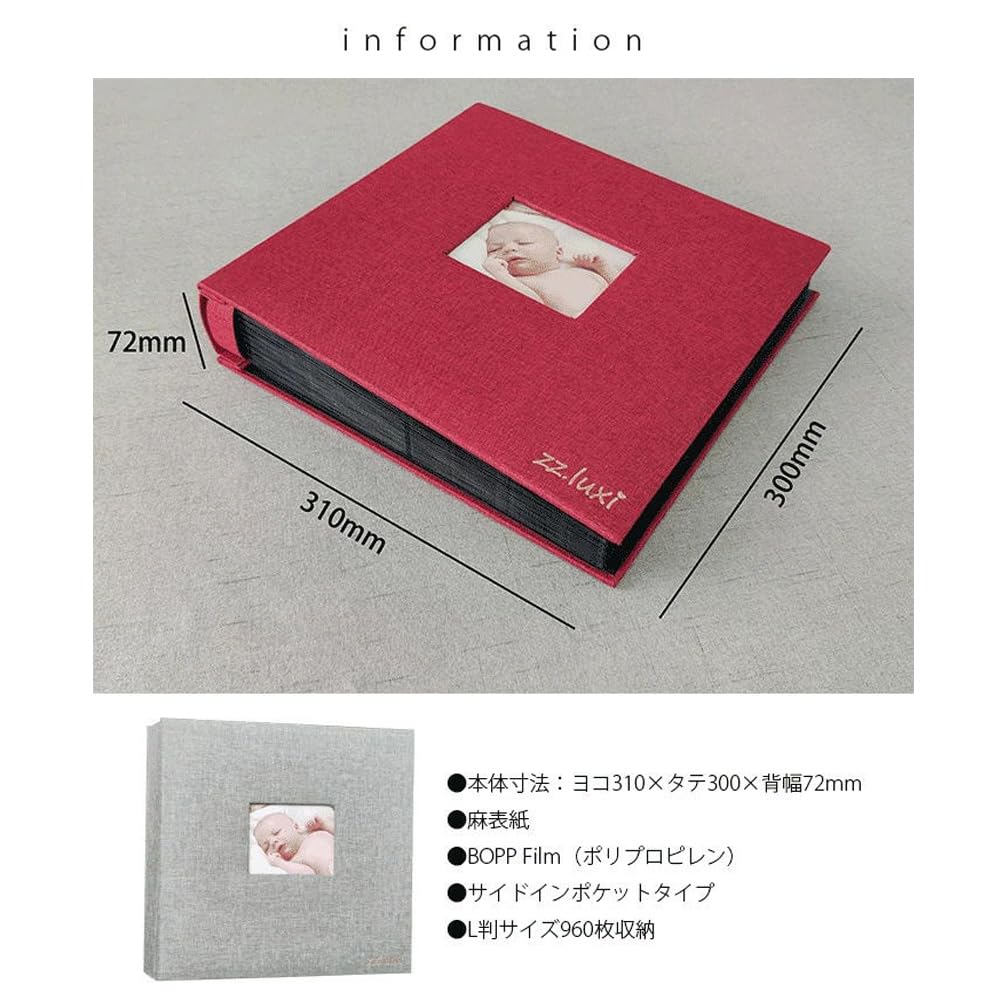 Large Capacity Photo Album (L-size, 480, 600, 960 photos) - Pocket-style Photo Album with Window - Stylish Linen Material - Cute and Organizing - Perf