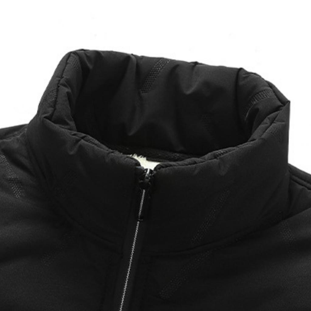 Pánská jednobarevná ležérní vesta z prachového peří a bavlny se stojáčkem, embosovaná bez rukávů