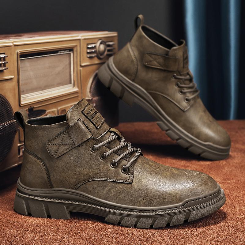 

Martin boots men s autumn 2025 new high-top British style PU medium-top leather shoes men s black tooling boots winter 44