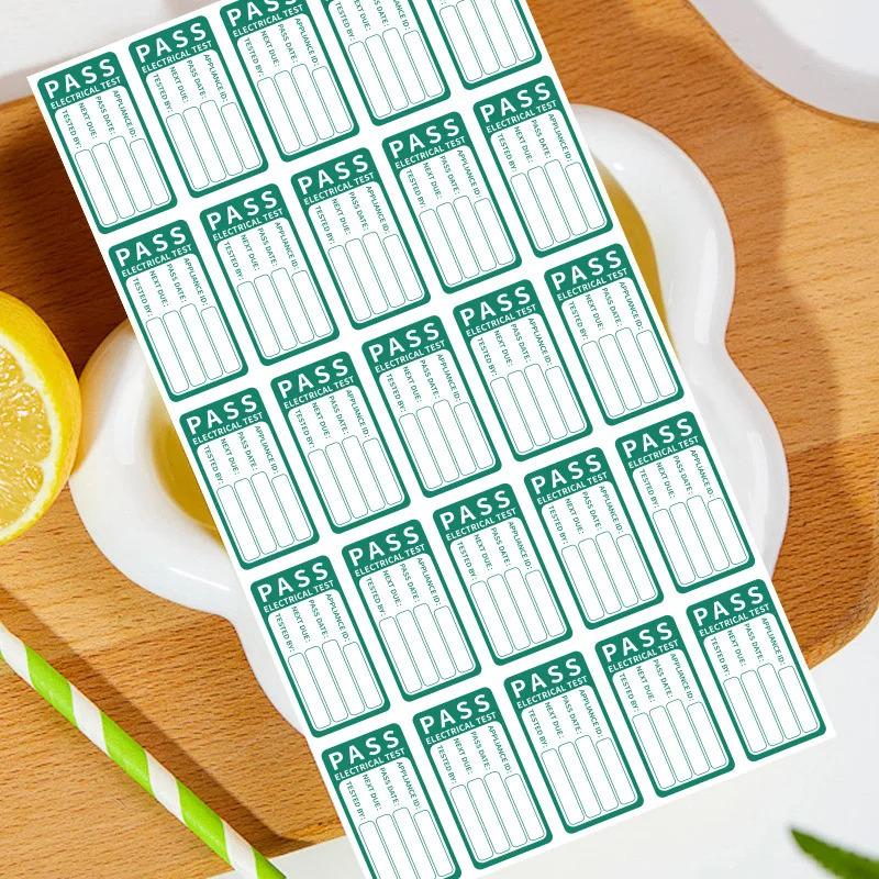 100pcs/4 sheets PAT Test Passed or Failed Stickers Electrical Safety Self Adhesive Labels verde