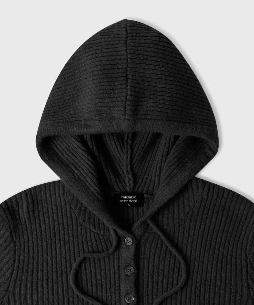 MUSINSA STANDARD WOMAN Women'S Soft Boucle Slim Hooded Knit [Black]
