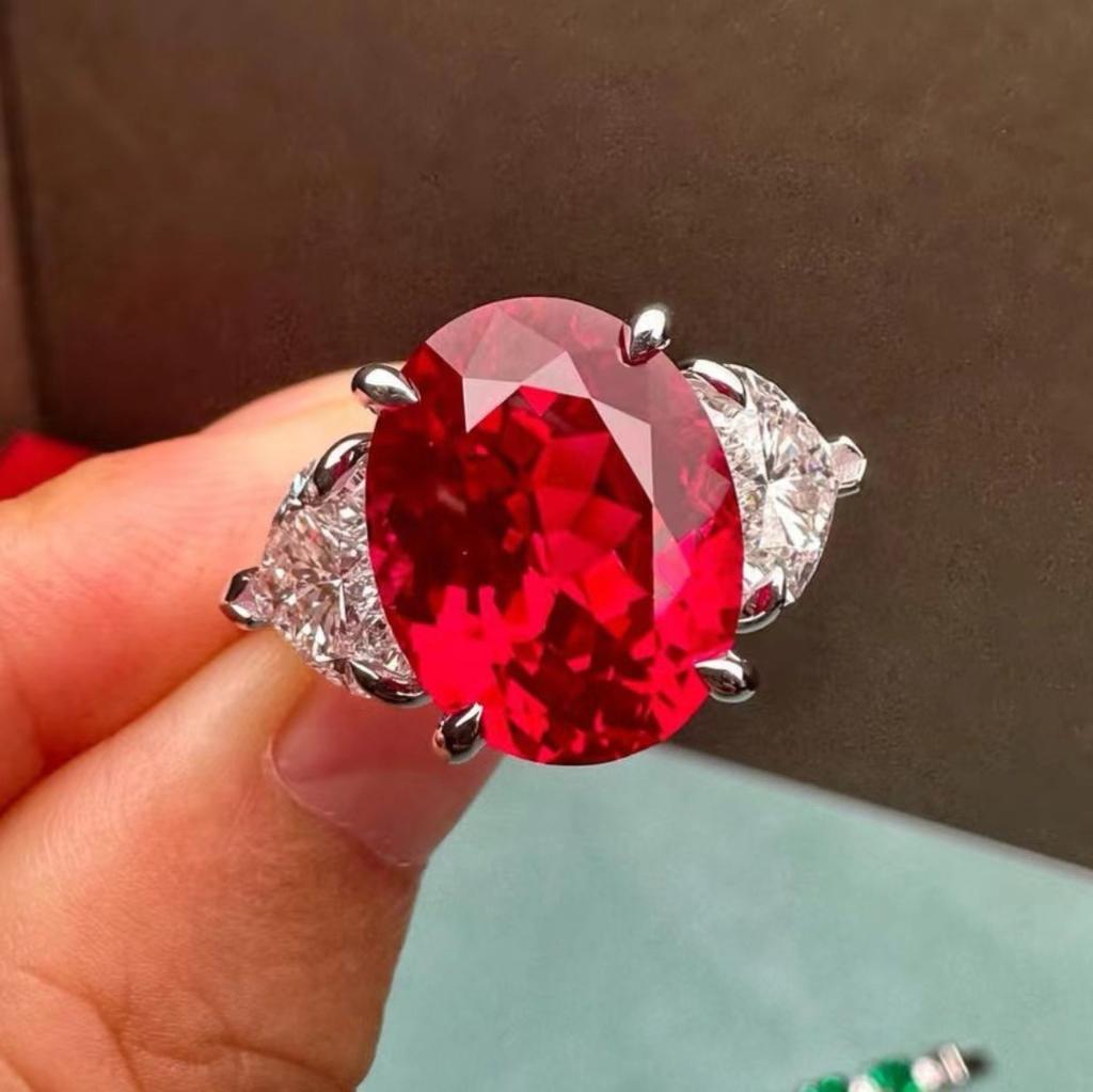 Luxury S925 Silver Pigeon Blood Love Ring, High-end Boutique Jewelry Wholesale Ladies Ring