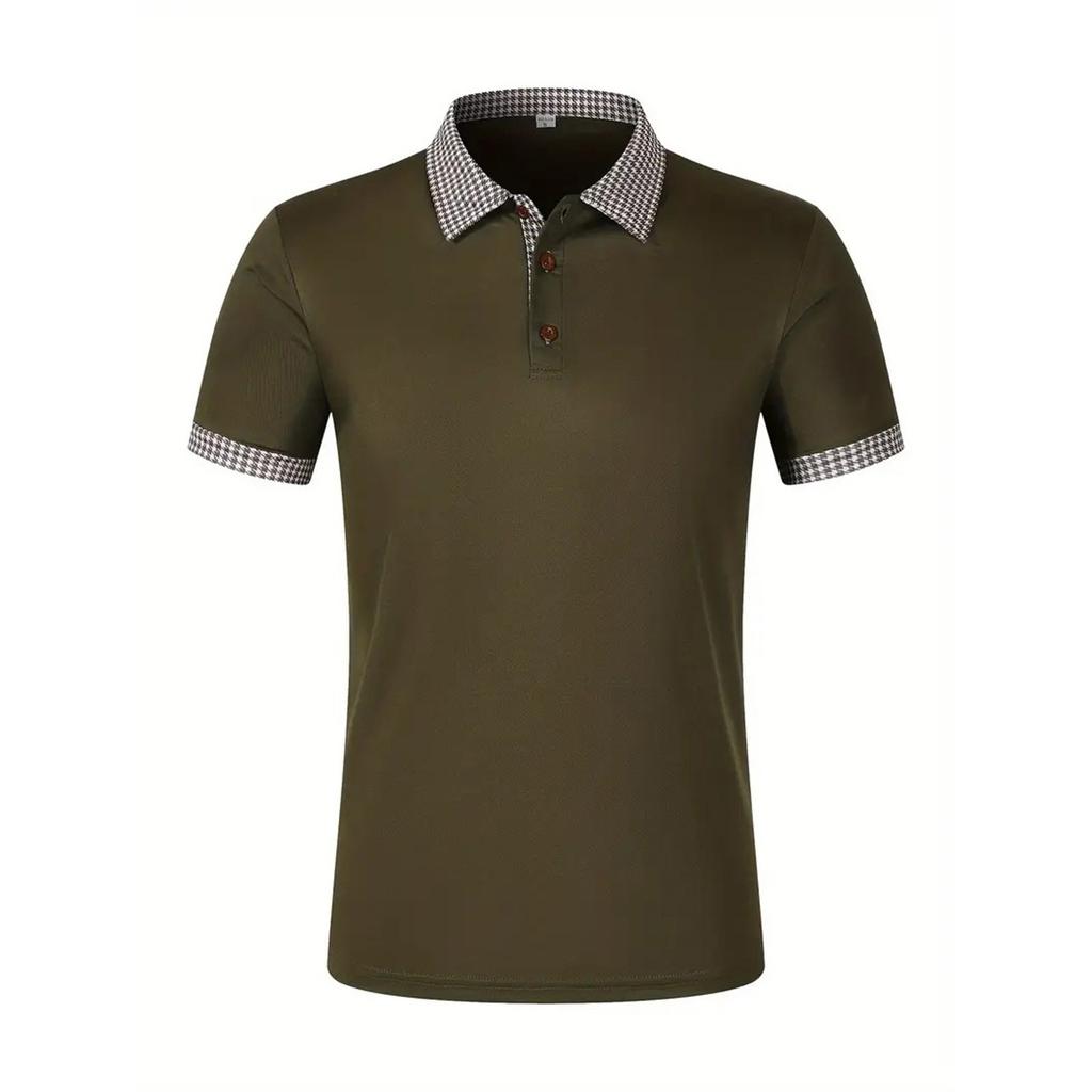 Men's Casual Houndstooth Printed Shirt Men's Short Sleeved Shirt