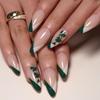 St. Patrick's Day French Green Four-Leaf Clover Press-On Nails