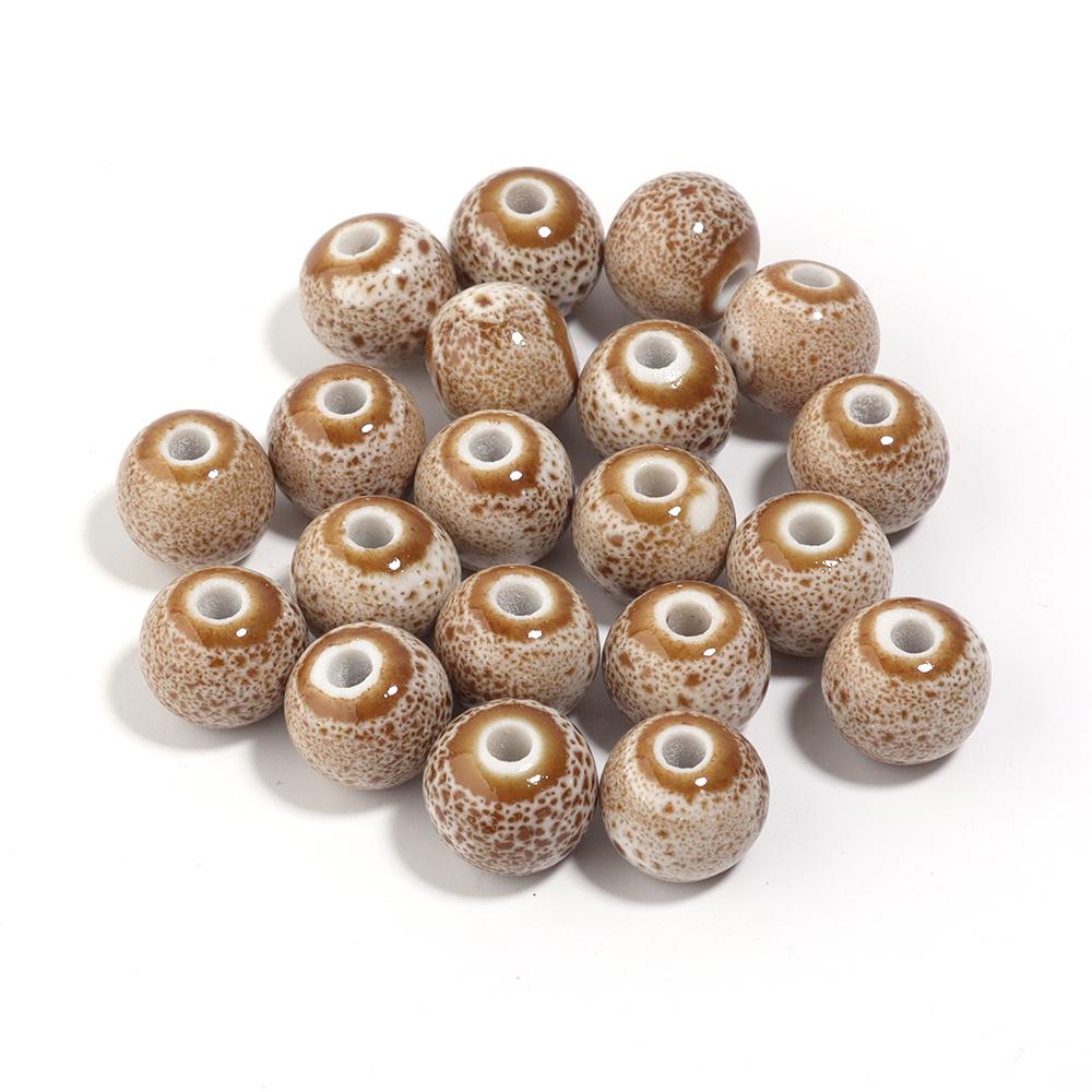 20pcs 10mm Round Ceramic Beads Colorful Spotted Porcelain Loose Spacer Bead For DIY Jewelry Making Necklace Bracelet Accessories
