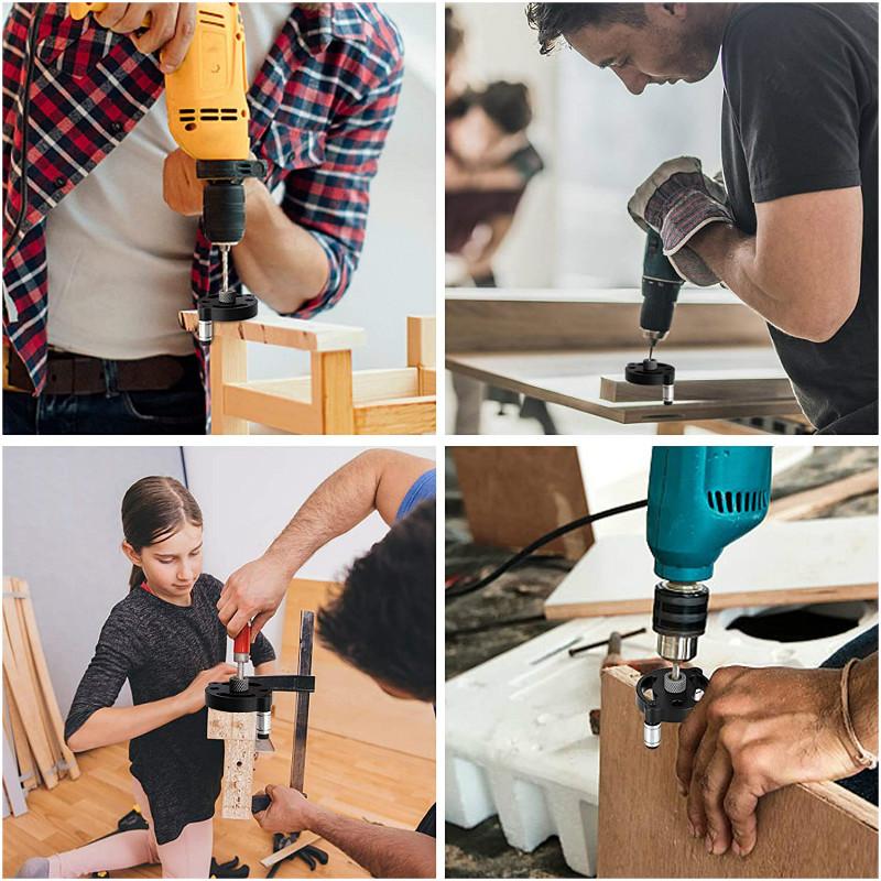 Self-Centering Dowel Jig, Vertical Drill Guide Locator, Woodworking Straight Hole Puncher for Wood Panel Dowel Joint Drilling