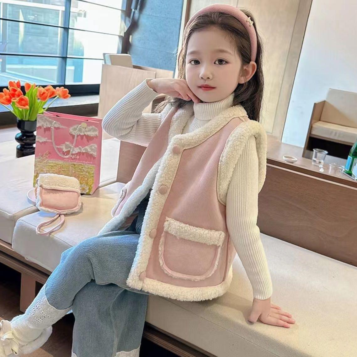 

Жилет с флисовой подкладкой для девочек 2025: Теплая, стильная осенне-зимняя верхняя одежда для младенцев и детей 90 cm