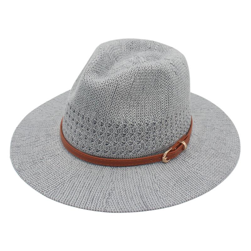 Not Afraid Of Deformation Italian Retro Jazz Hat Leather Buckle Top Hat Flat Brim Versatile Panama Cloakroom Decorative Wide Brim Hat