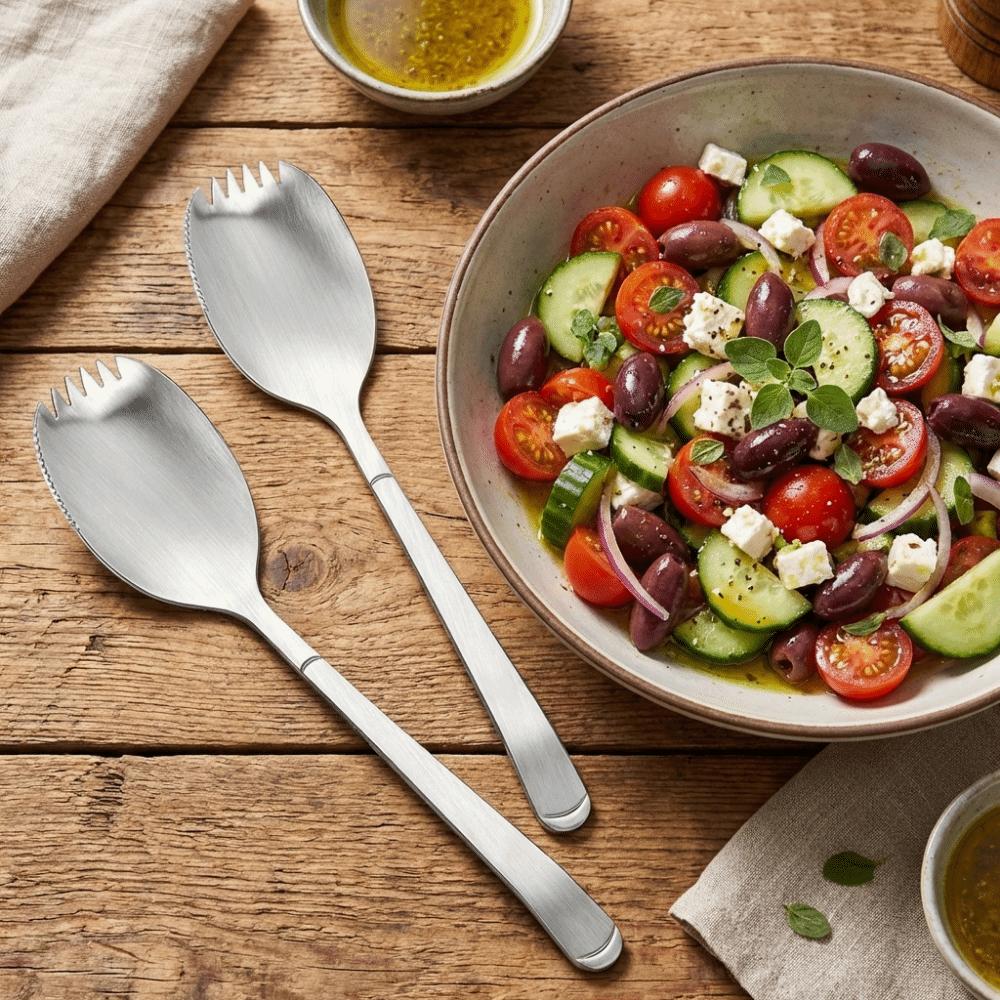 Stainless Steel Kitchen Spoon Fork Thickened Serving Soup Spoon Salad Spoon Hotel