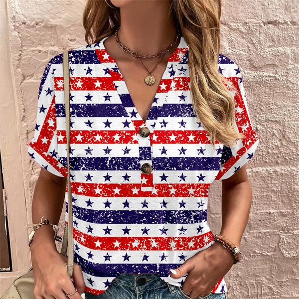 Women's T-Shirt Summer V-Neck T Shirt for Women Daily Fashion Short Sleeve Casual T-Shirt 3d Print Female Clothes