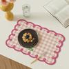 Checkered Frill Edge Placemat for Kitchen and Dining Table Decor Diatom Mud Kitchen Desktop Decoration