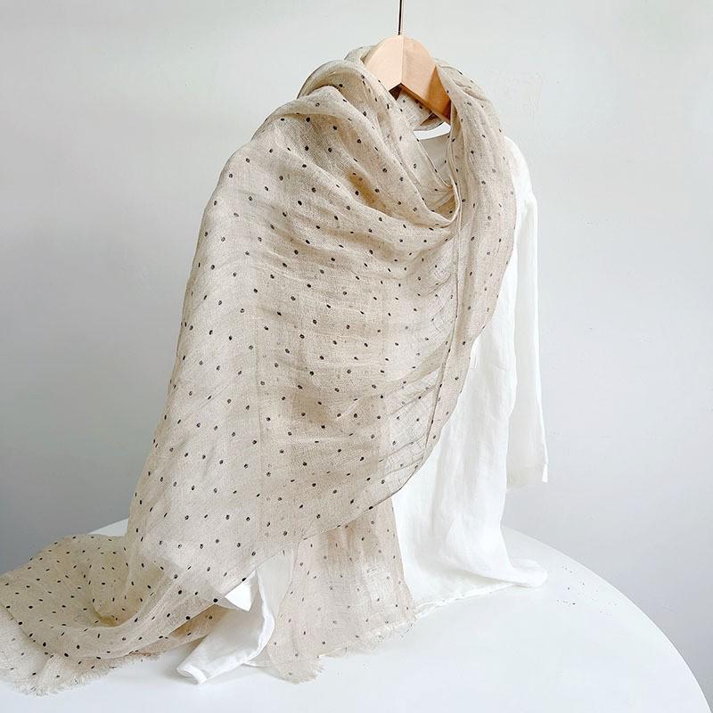 Korean Style Unisex Linen Scarf - Thin, Sunscreen, Retro, Natural Dewdrop Colors for Spring/Summer