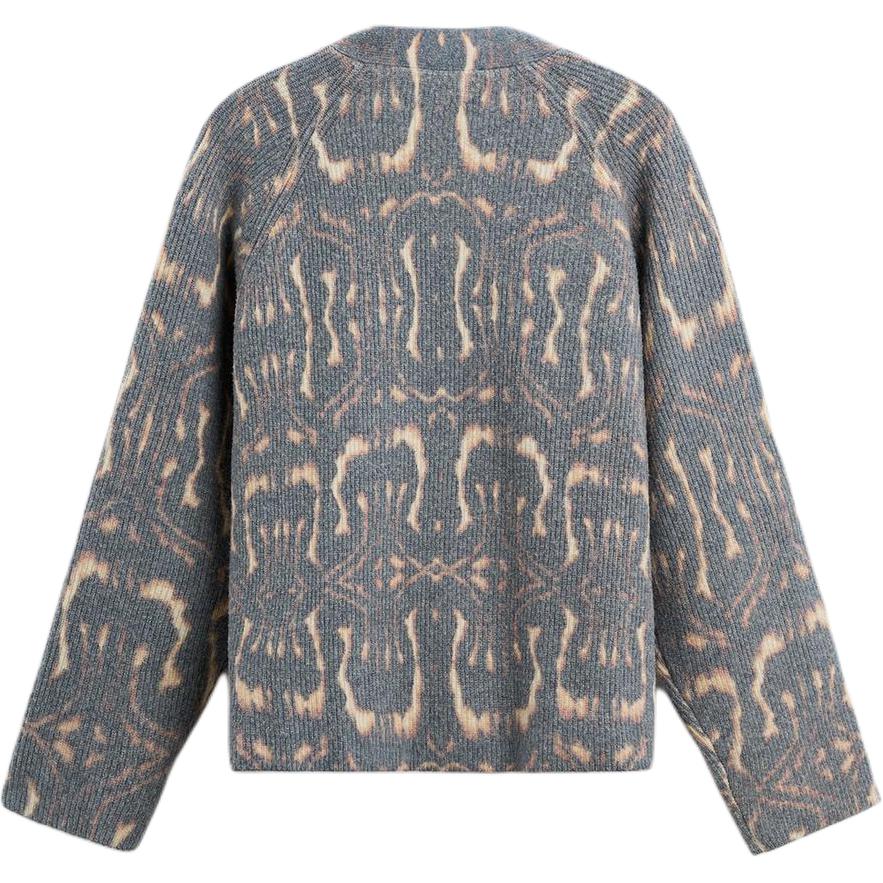 ZARA Loose Fit Printed V-Neck Knit Cardigan Long Sleeve Sweater Men sweater Off-White 03920365-35