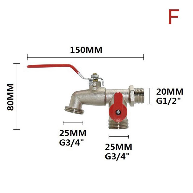 1 Stück Doppelkopf-Wasserhahn 1/2 '' 3/4 '' Wassersplitter-Anschlusskupplungsadapter Ventilschalter Gartenschlauch-Bewässerungshahnverbindung